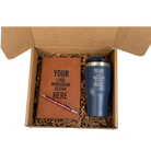 Custom appreciation gift box with laser etched RTIC 20 oz tumbler, leatherette journal, and pen