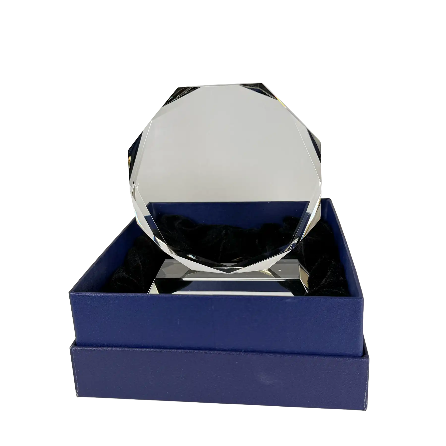 Personalized Clear Crystal Octagon on Clear Pedestal Base Award with Gift Box CRY62