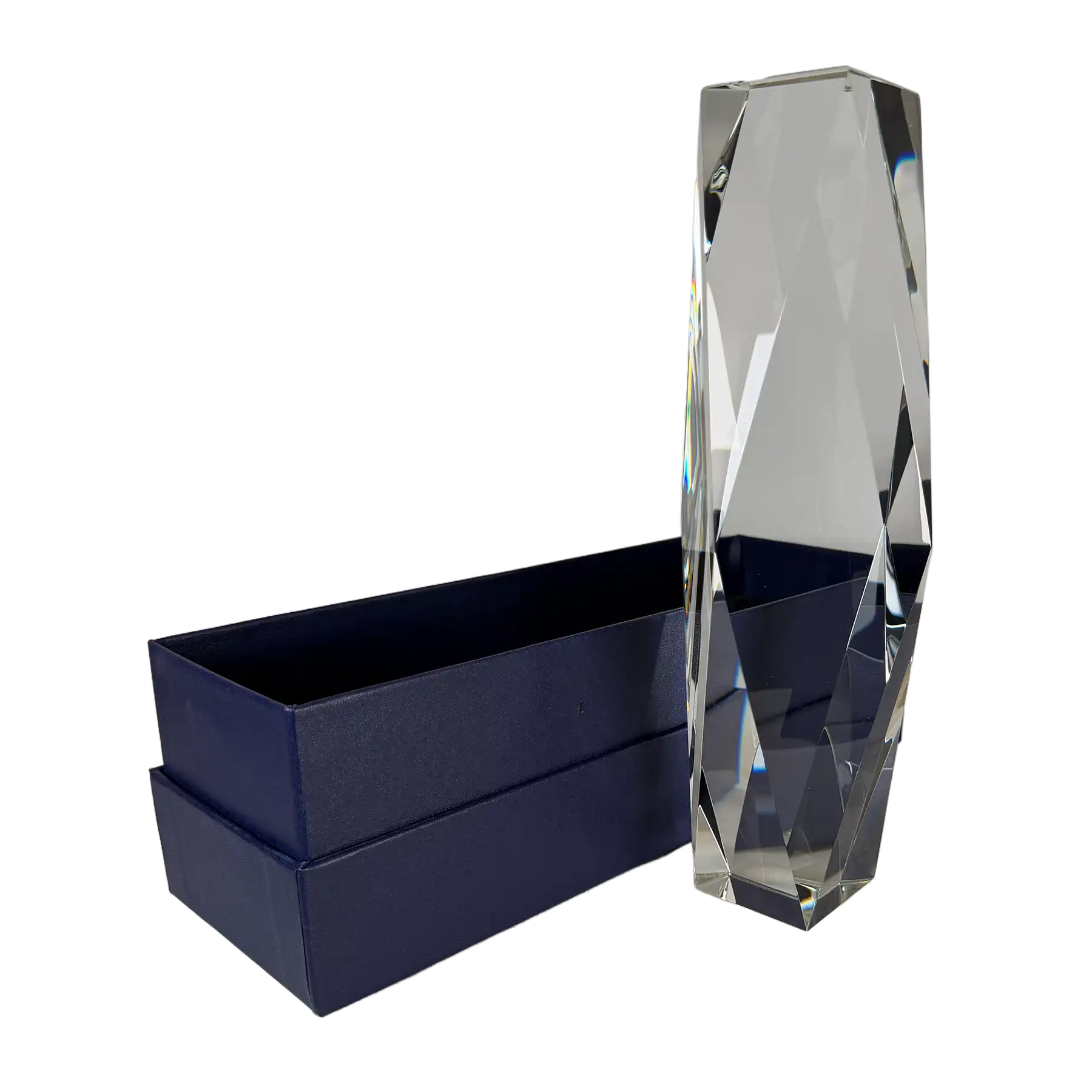 Personalized Clear Crystal Facet Tower Award with Gift Box cry89