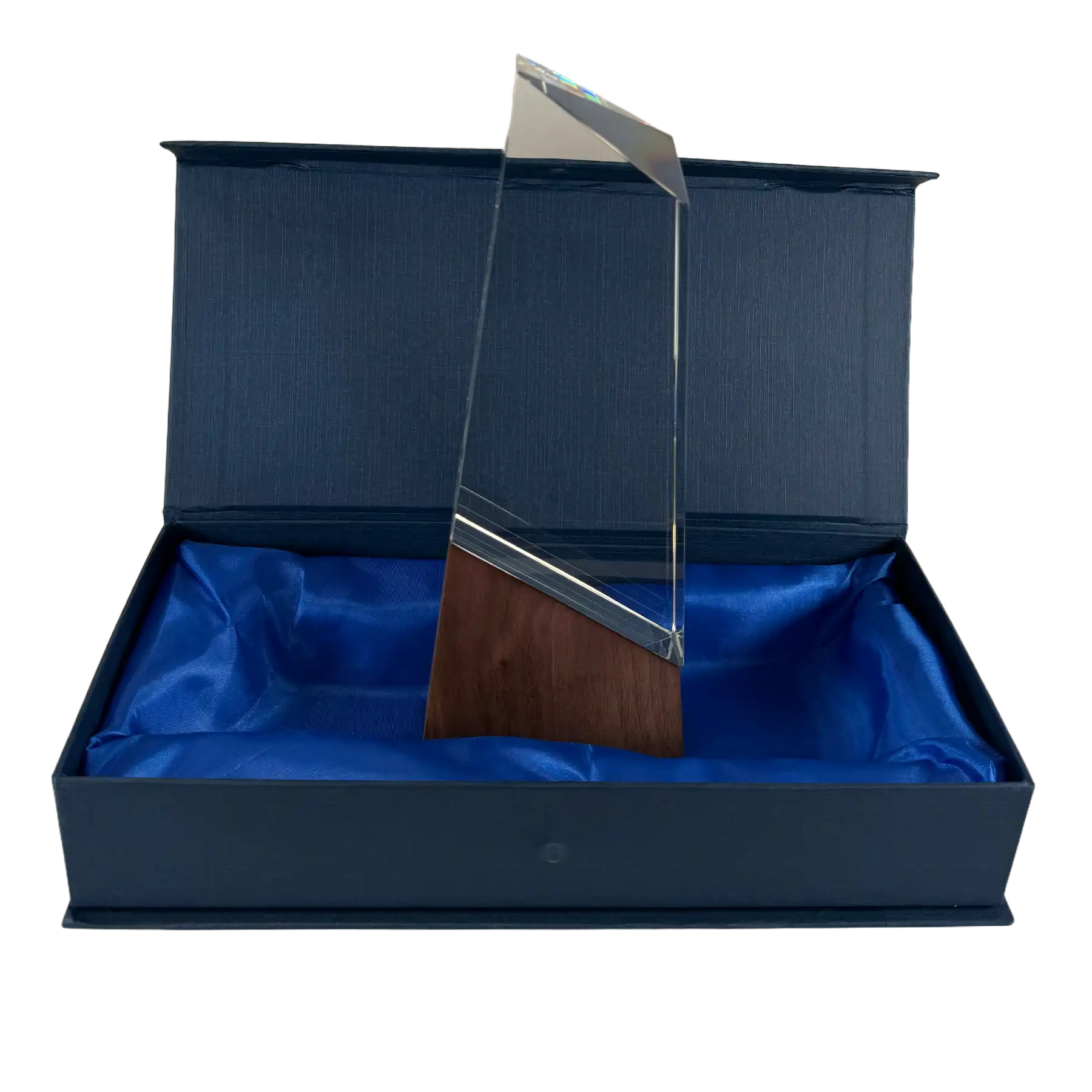 Personalized Peak Sierra Glass with Walnut Base Award with Gift Box srg01