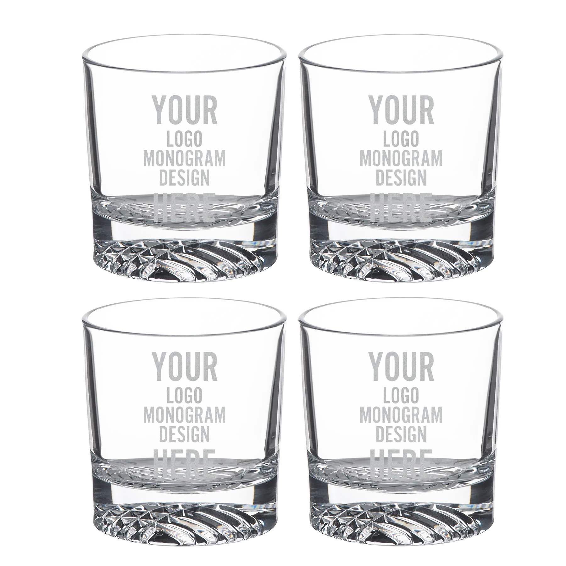 Etched Round Rocks Glasses - Set of 4
