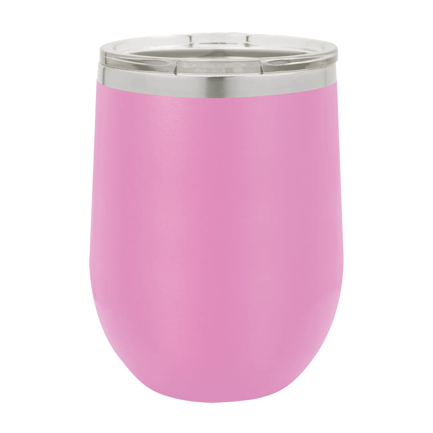 Back of light purple Polar Camel 12 oz stemless insulated wine tumbler