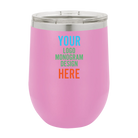 Customized light purple Polar Camel 12 oz stemless insulated wine tumbler gift with full color printed logo, monogram, or design