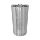 Personalized stainless Polar Camel 16 oz insulated pint tumbler with silver laser etched brand logo, monogram, or design