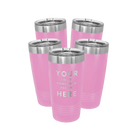 Personalized light purple Polar Camel 20 oz vacuum insulated tumbler bundle pack with custom laser engraved logo, monogram, or design, includes sliding lid