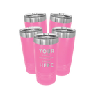 Personalized pink Polar Camel 20 oz vacuum insulated tumbler bundle pack with custom laser engraved logo, monogram, or design, includes sliding lid