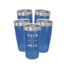 Personalized royal blue Polar Camel 20 oz vacuum insulated tumbler bundle pack with custom laser engraved logo, monogram, or design, includes sliding lid