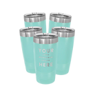 Personalized teal Polar Camel 20 oz vacuum insulated tumbler bundle pack with custom laser engraved logo, monogram, or design, includes sliding lid