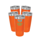 Personalized orange Polar Camel 20 oz vacuum insulated tumbler bundle pack with custom full color printed logo, monogram, or design, includes sliding lid