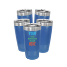 Personalized royal blue Polar Camel 20 oz vacuum insulated tumbler bundle pack with custom full color printed logo, monogram, or design, includes sliding lid
