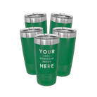 Personalized green Polar Camel 20 oz vacuum insulated tumbler bundle pack with custom laser engraved logo, monogram, or design, includes sliding lid