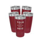 Personalized maroon Polar Camel 20 oz vacuum insulated tumbler bundle pack with custom laser engraved logo, monogram, or design, includes sliding lid