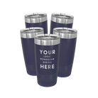 Personalized navy Polar Camel 20 oz vacuum insulated tumbler bundle pack with custom laser engraved logo, monogram, or design, includes sliding lid