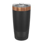 Back of black with rose gold Polar Camel 20 oz vacuum insulated tumbler with sliding lid