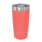 Back of coral Polar Camel 20 oz vacuum insulated tumbler with sliding lid