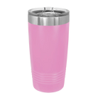 Back of light purple Polar Camel 20 oz vacuum insulated tumbler with sliding lid