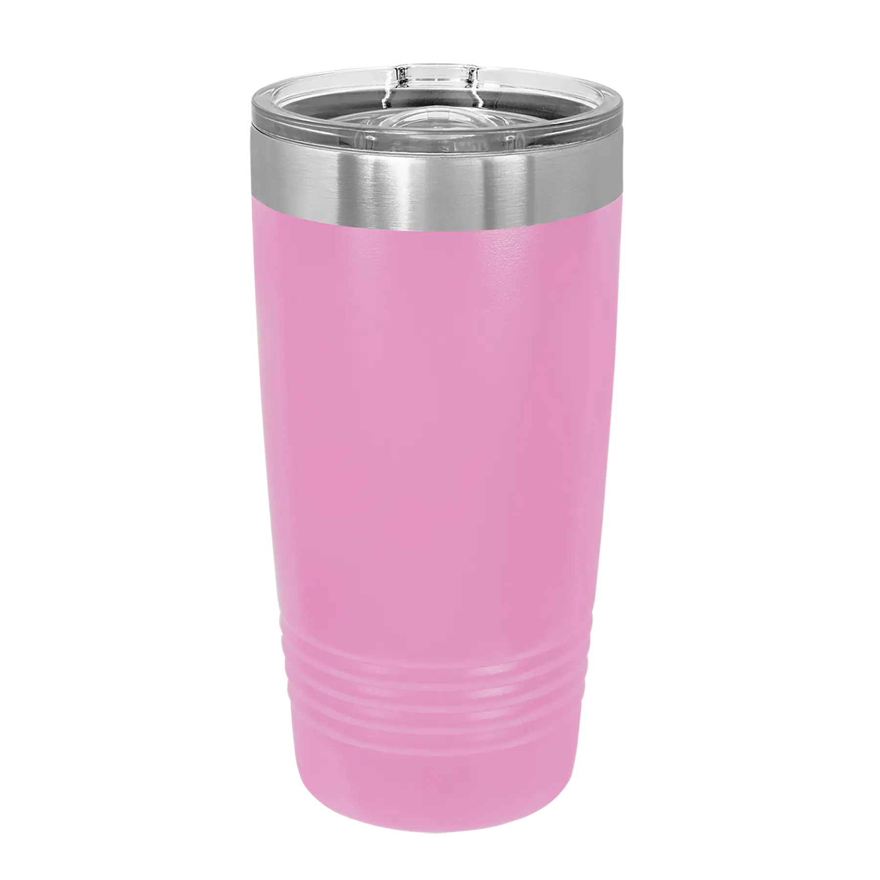 Back of light purple Polar Camel 20 oz vacuum insulated tumbler with sliding lid