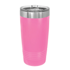 Back of pink Polar Camel 20 oz vacuum insulated tumbler with sliding lid