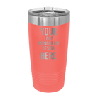 Personalized coral Polar Camel 20 oz vacuum insulated tumbler with custom laser engraved logo, monogram, or design, includes sliding lid