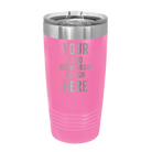 Personalized pink Polar Camel 20 oz vacuum insulated tumbler with custom laser engraved logo, monogram, or design, includes sliding lid