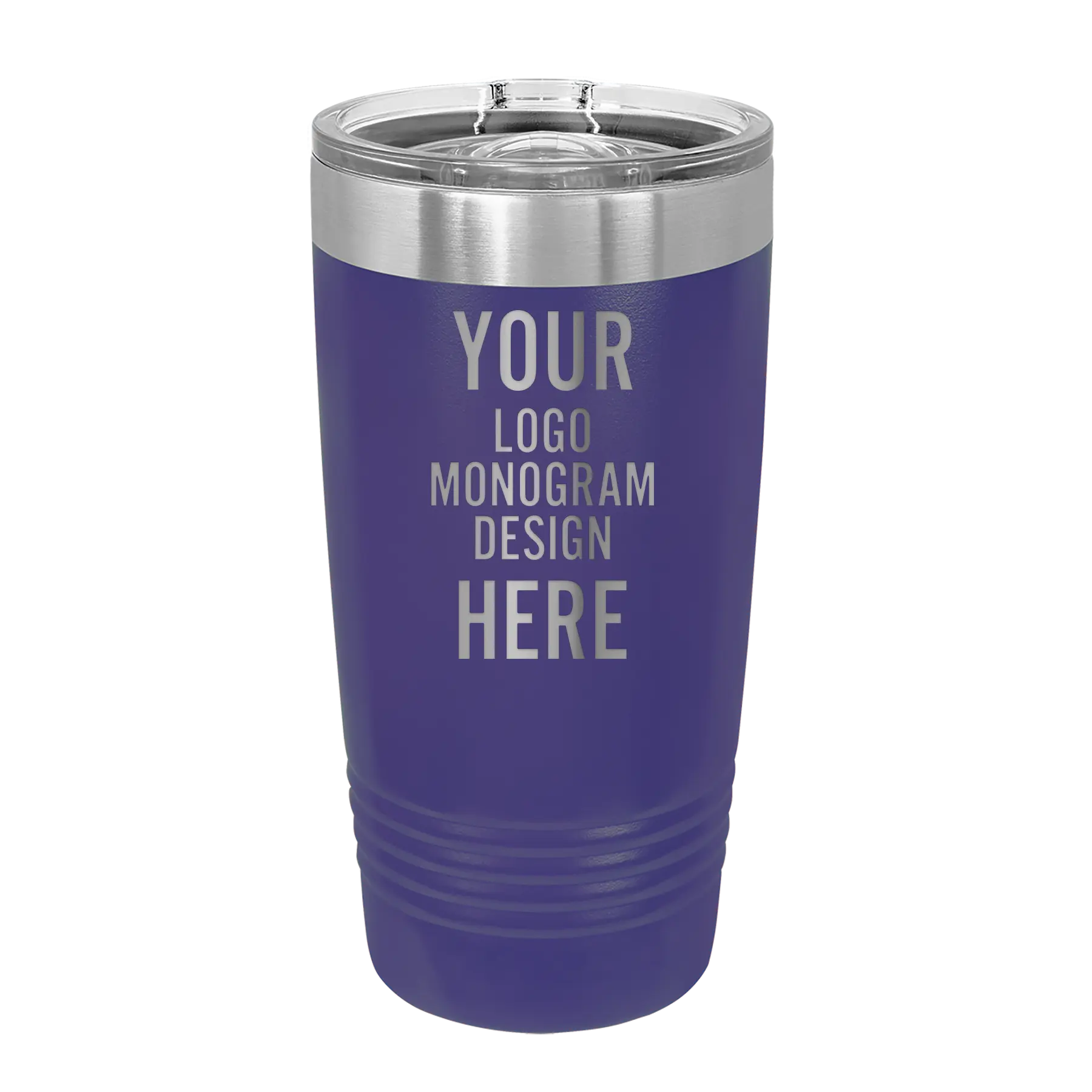 Personalized purple Polar Camel 20 oz vacuum insulated tumbler with custom laser engraved logo, monogram, or design, includes sliding lid