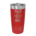 Personalized red Polar Camel 20 oz vacuum insulated tumbler with custom laser engraved logo, monogram, or design, includes sliding lid