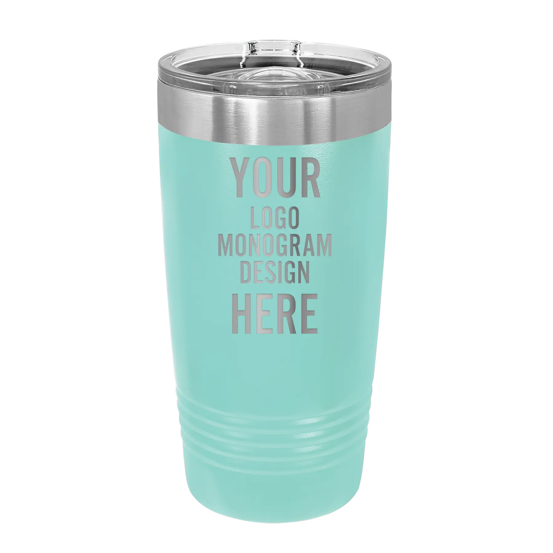 Personalized teal Polar Camel 20 oz vacuum insulated tumbler with custom laser engraved logo, monogram, or design, includes sliding lid