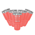Personalized coral Polar Camel 30 oz vacuum insulated tumbler bundle pack with custom laser engraved logo, monogram, or design, includes sliding lid