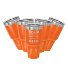 Personalized orange Polar Camel 30 oz vacuum insulated tumbler bundle pack with custom laser engraved logo, monogram, or design, includes sliding lid