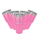 Personalized pink Polar Camel 30 oz vacuum insulated tumbler bundle pack with custom laser engraved logo, monogram, or design, includes sliding lid