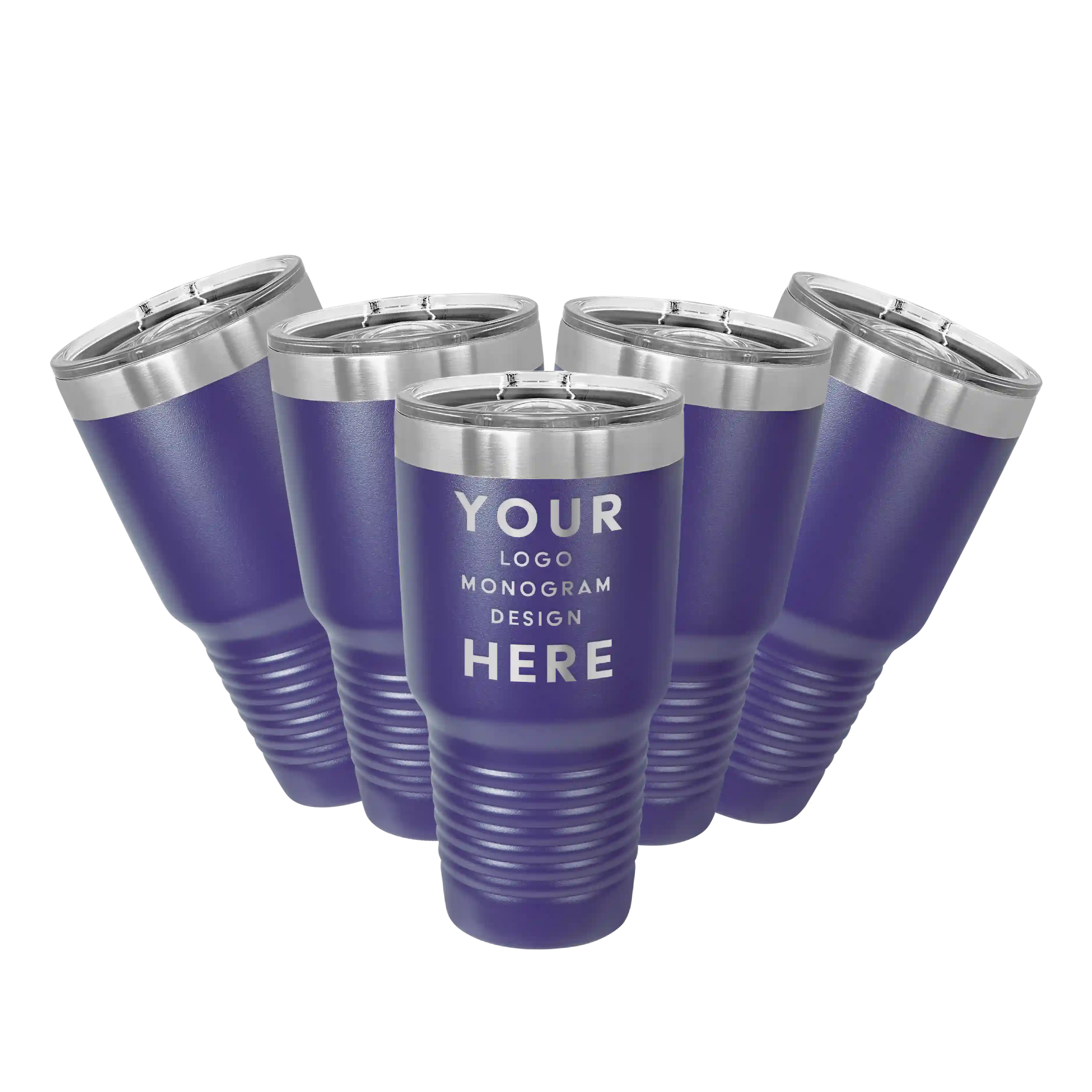 Personalized purple Polar Camel 30 oz vacuum insulated tumbler bundle pack with custom laser engraved logo, monogram, or design, includes sliding lid