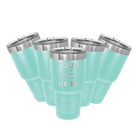 Personalized teal Polar Camel 30 oz vacuum insulated tumbler bundle pack with custom laser engraved logo, monogram, or design, includes sliding lid