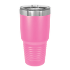 Back of pink Polar Camel 30 oz vacuum insulated tumbler with sliding lid