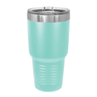 Back of teal Polar Camel 30 oz vacuum insulated tumbler with sliding lid