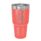 Personalized coral Polar Camel 30 oz vacuum insulated tumbler with custom laser engraved logo, monogram, or design, includes sliding lid