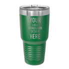 Personalized green Polar Camel 30 oz vacuum insulated tumbler with custom laser engraved logo, monogram, or design, includes sliding lid