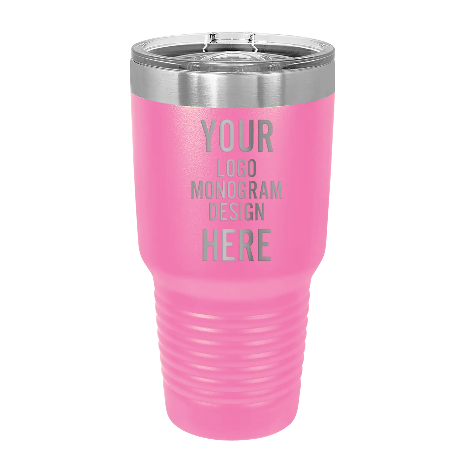Personalized pink Polar Camel 30 oz vacuum insulated tumbler with custom laser engraved logo, monogram, or design, includes sliding lid