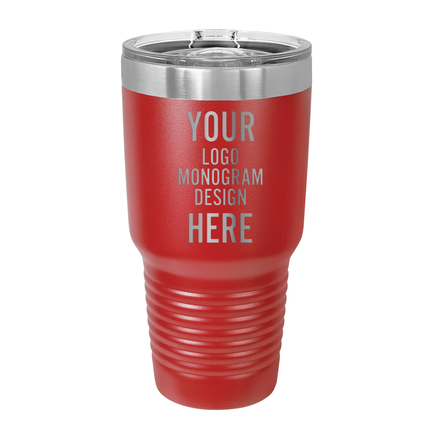 Personalized red Polar Camel 30 oz vacuum insulated tumbler with custom laser engraved logo, monogram, or design, includes sliding lid