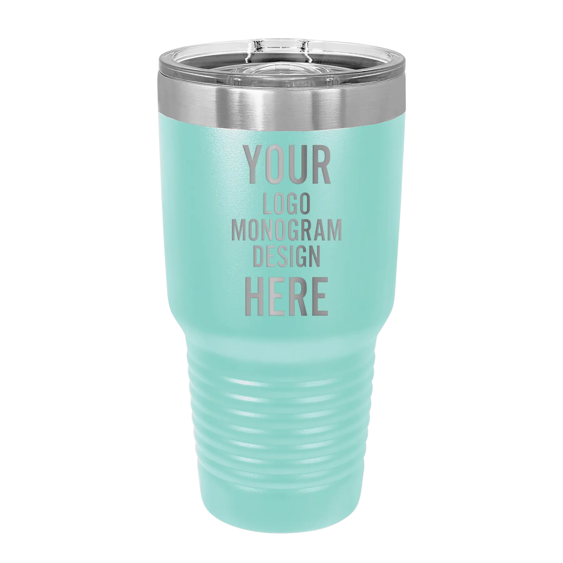 Personalized teal Polar Camel 30 oz vacuum insulated tumbler with custom laser engraved logo, monogram, or design, includes sliding lid