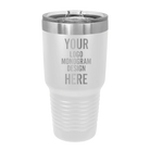 Personalized white Polar Camel 30 oz vacuum insulated tumbler with custom laser engraved logo, monogram, or design, includes sliding lid