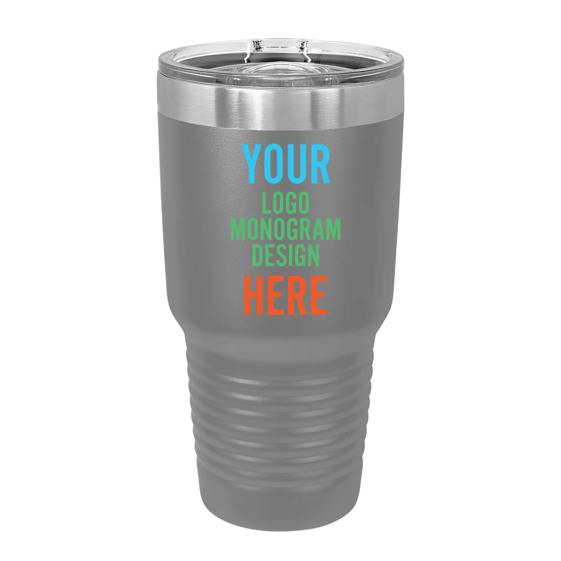 Personalized Polar Camel 30 oz vacuum insulated tumbler with custom full color printed logo, monogram, or design, includes sliding lid