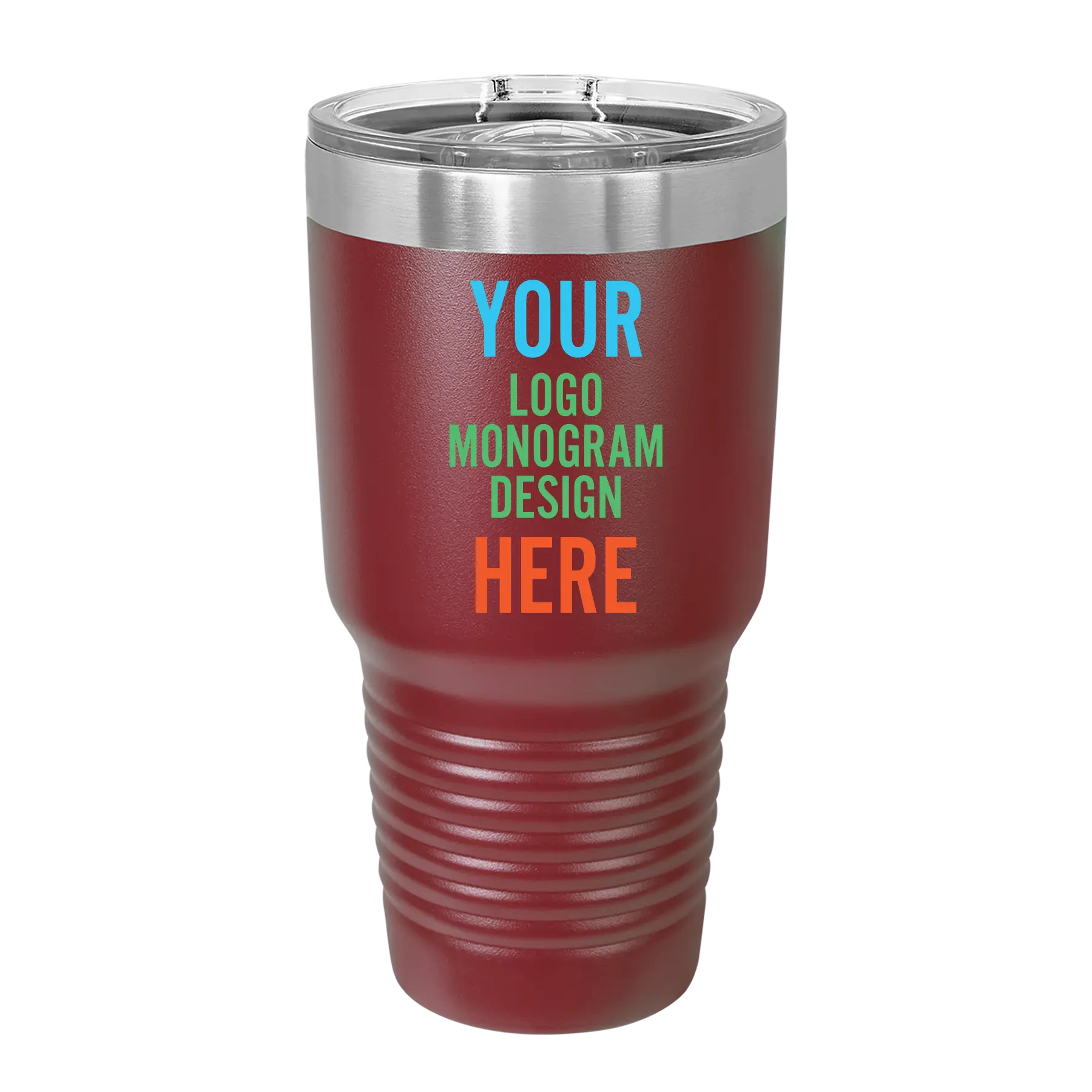 Personalized Polar Camel 30 oz vacuum insulated tumbler with custom full color printed logo, monogram, or design, includes sliding lid