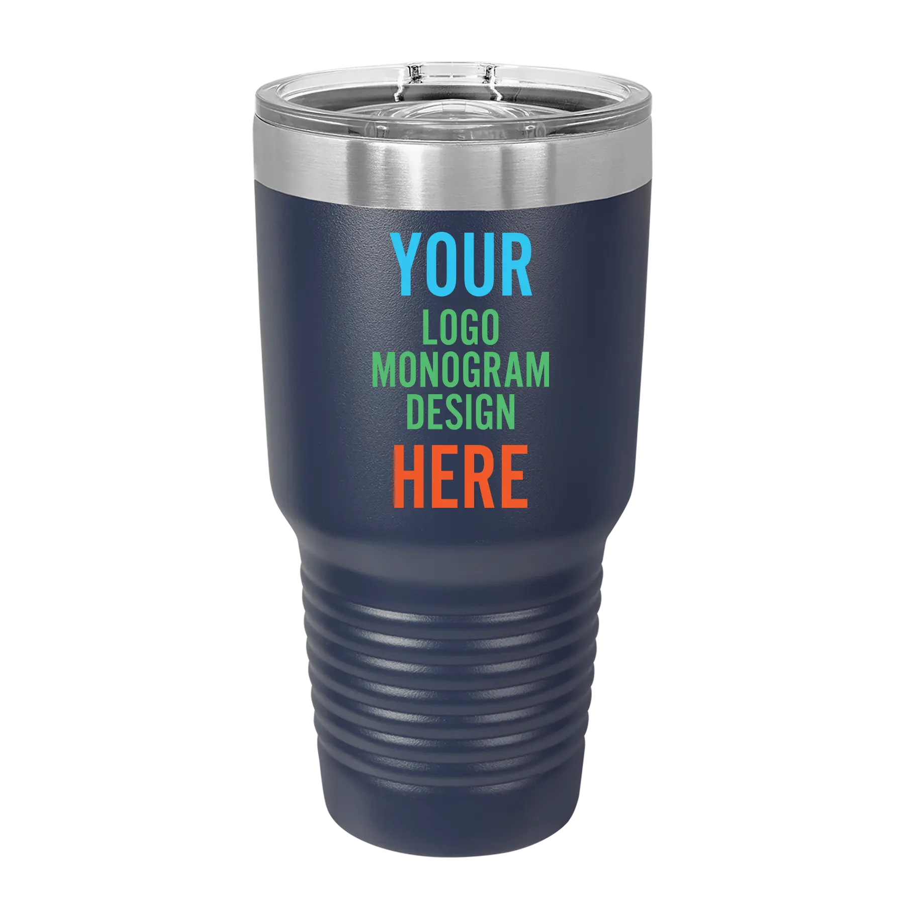 Personalized Polar Camel 30 oz vacuum insulated tumbler with custom full color printed logo, monogram, or design, includes sliding lid