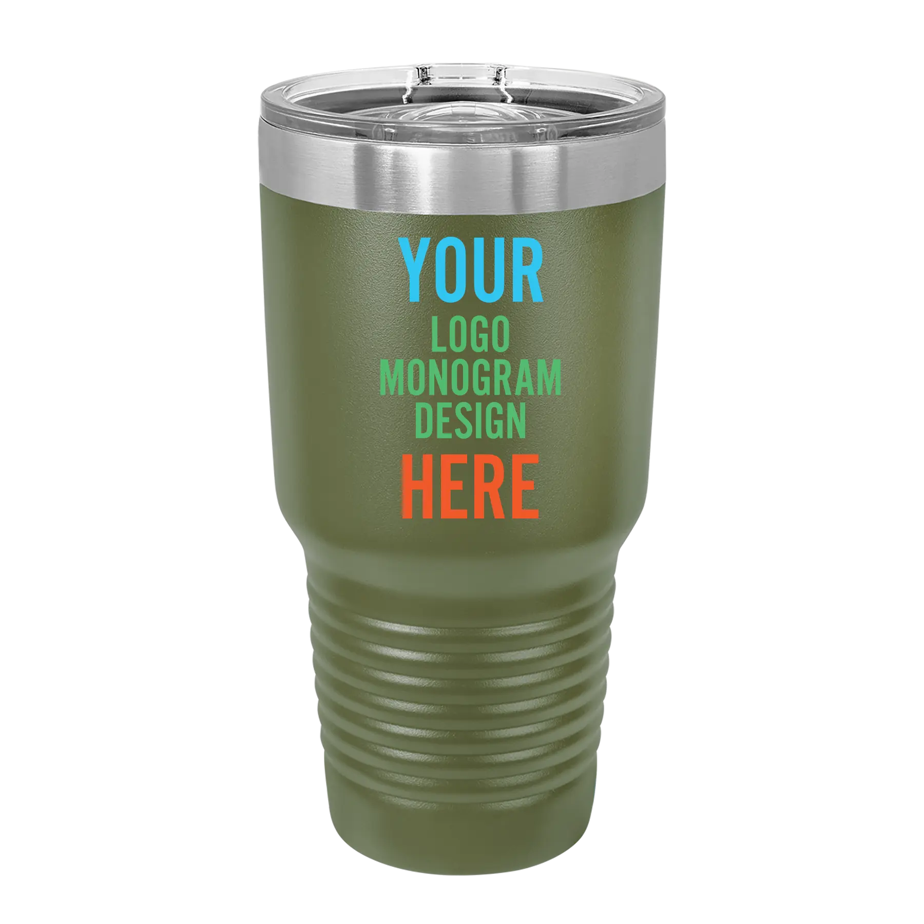 Personalized Polar Camel 30 oz vacuum insulated tumbler with custom full color printed logo, monogram, or design, includes sliding lid