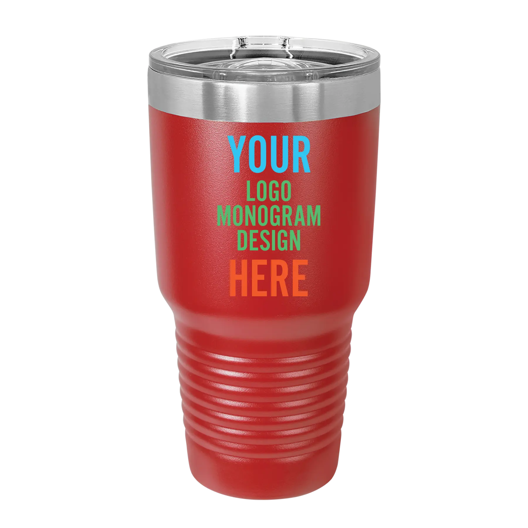 Personalized Polar Camel 30 oz vacuum insulated tumbler with custom full color printed logo, monogram, or design, includes sliding lid