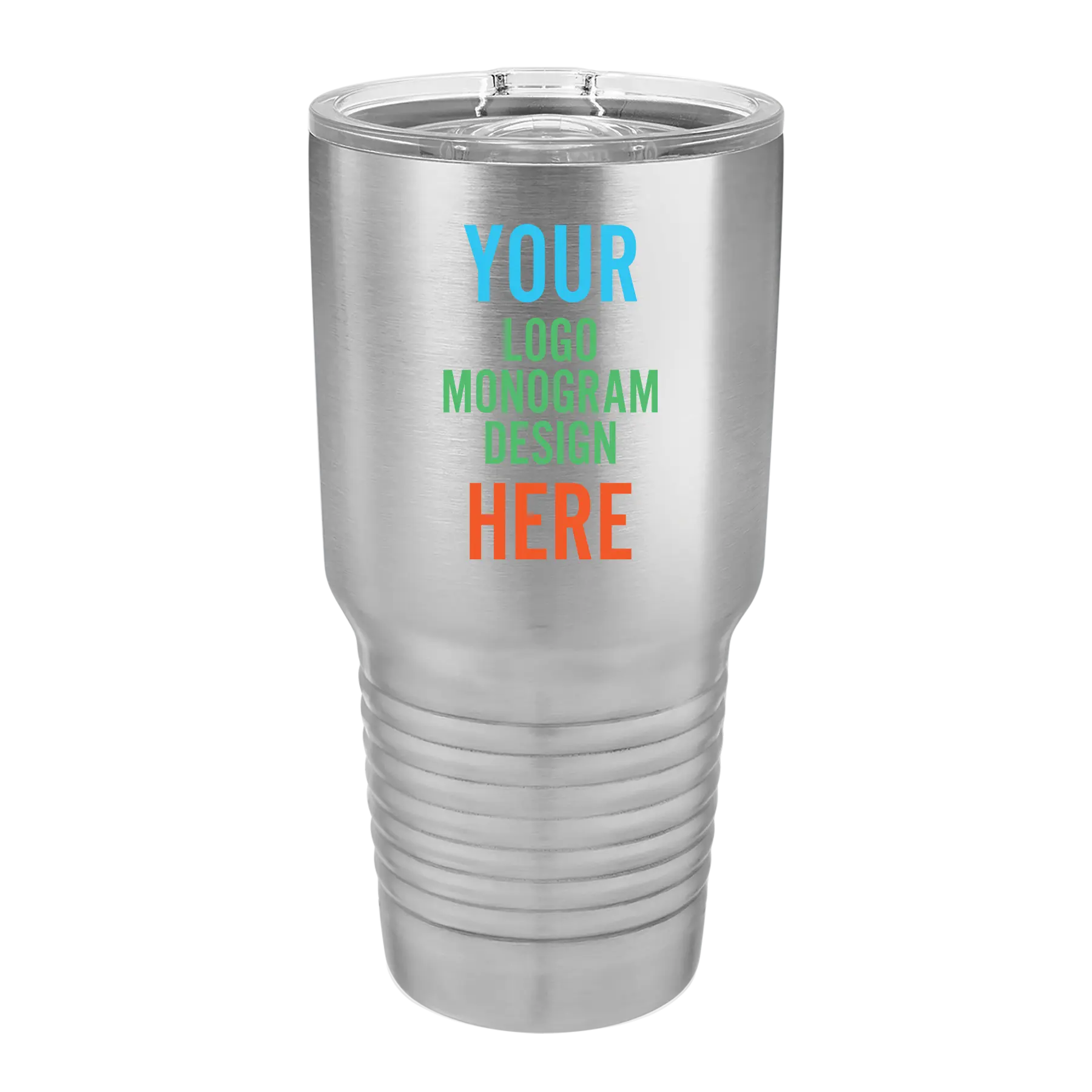 Personalized stainless Polar Camel 30 oz vacuum insulated tumbler with custom full color printed logo, monogram, or design, includes sliding lid
