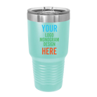 Personalized teal Polar Camel 30 oz vacuum insulated tumbler with custom full color printed logo, monogram, or design, includes sliding lid