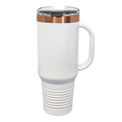 Back of white with rose gold Polar Camel 40 oz insulated tumbler mug