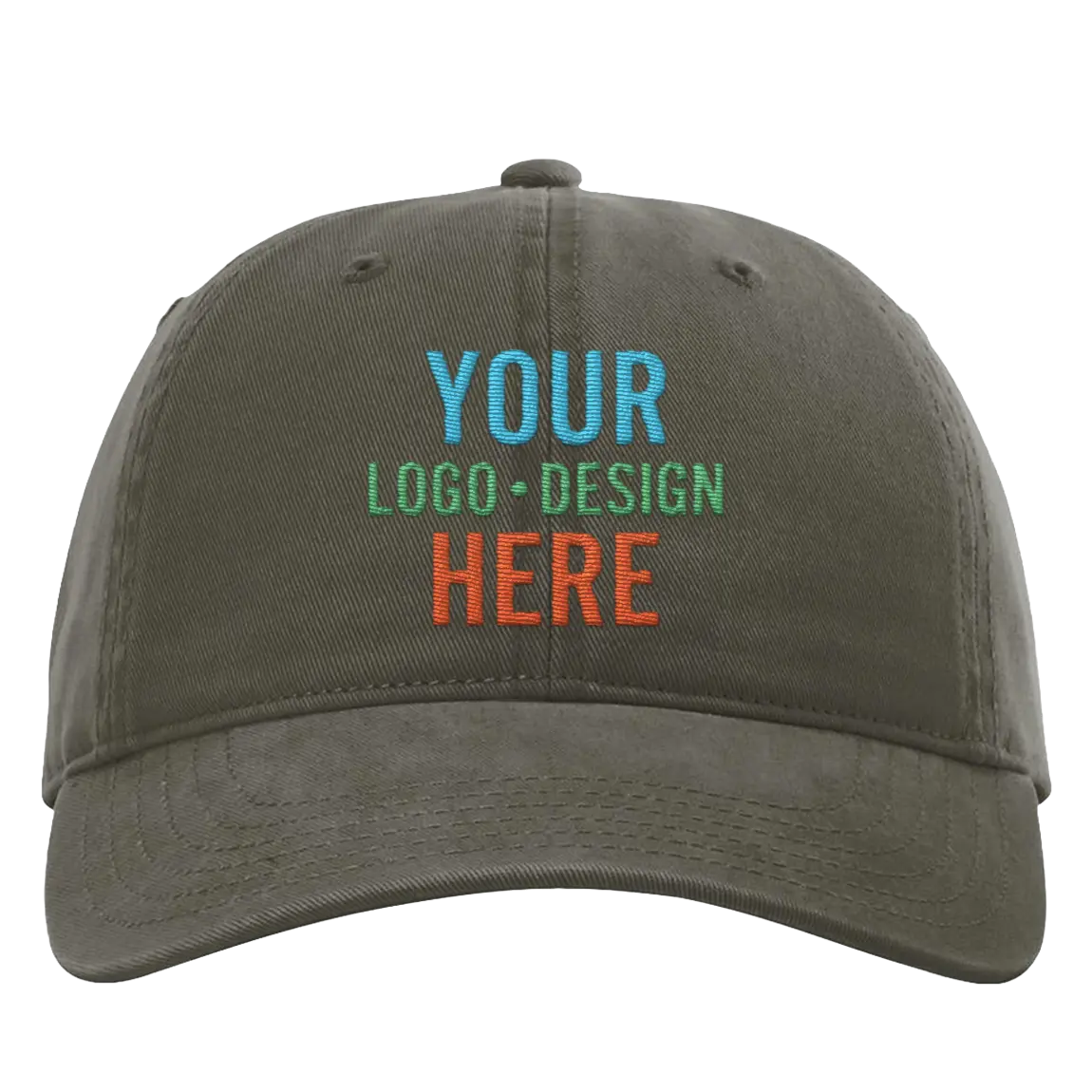 Embroidered army green Richardson 326 Cotton Twill Hat with custom logo