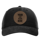 Custom black Richardson 326 Cotton Twill Hat with laser etched circle leatherette patch